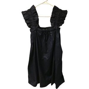 Monica Nera Women's Dark Navy Ruffle Strap Maya Dress Size M Mini Sleeveless